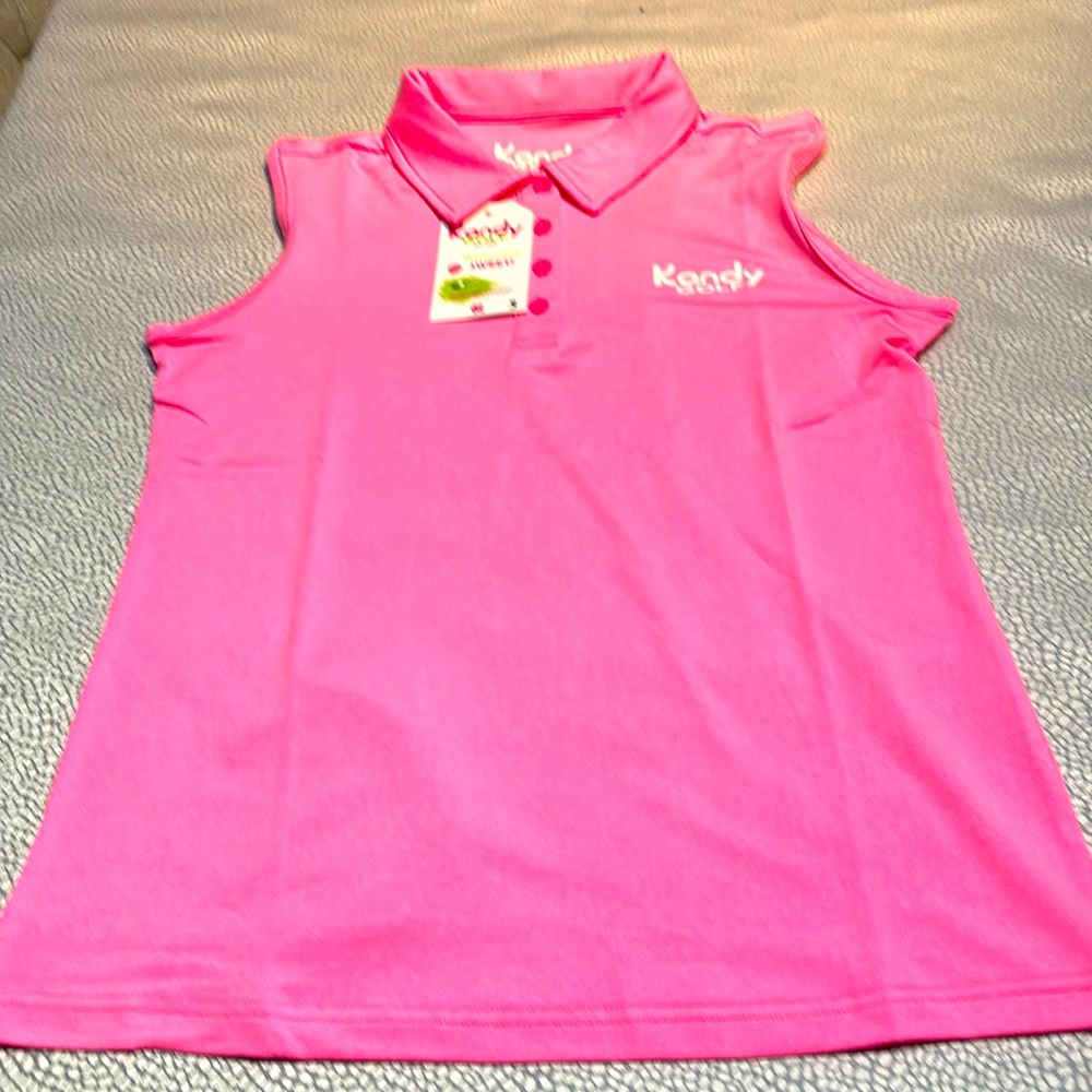 Brand new with tags Kandy Golf hot pink sleeveless golf polo size small